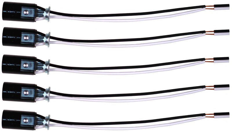 Creative Hobbies #SOCKETHW Candelabra Base Lamp Holder Light Socket, Keyless Phenolic, 6 Inch Wire Leads, Wholesale Pack of 5 - Image 1